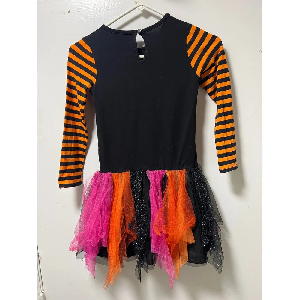 Emily Rose Girls Halloween Unicorn Witch Tulle Dress Black‎ Orange Stripe Size 8